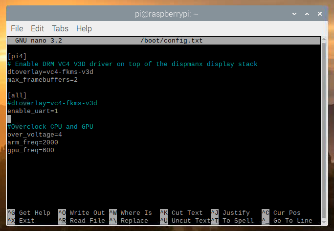 edit text file in terminal raspberry pi